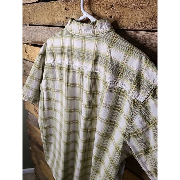 Carhartt Mens Button Up Short Sleeve Green Plaid Shirt Casual Work XL Cotton - Picture 7 of 9